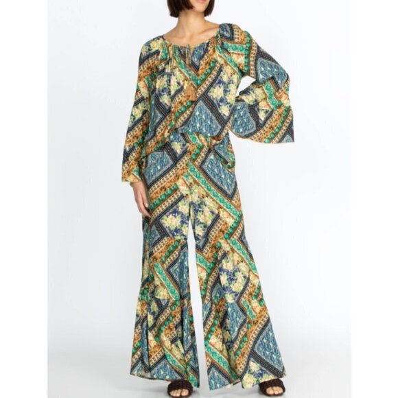 Johnny Was 'Miza' Patchwork-Print Bell-Sleeve Tunic Top, Multicolor - Picture 6 of 6